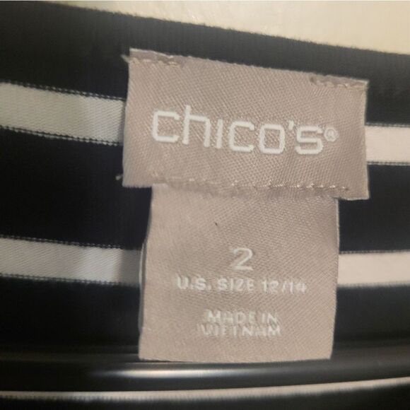 Chico's Black White Striped Midi Dress, US Chico's Size 2 (12/14) - Picture 7 of 7